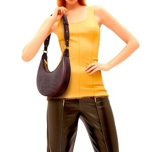 JW PEI Carly Saddle Bag in Brown Croc